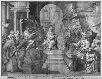 Life of Christ, Jesus among the Doctors, preparatory study of tapestry cartoon for the Church Saint-Merri in Paris by Henri Lerambert